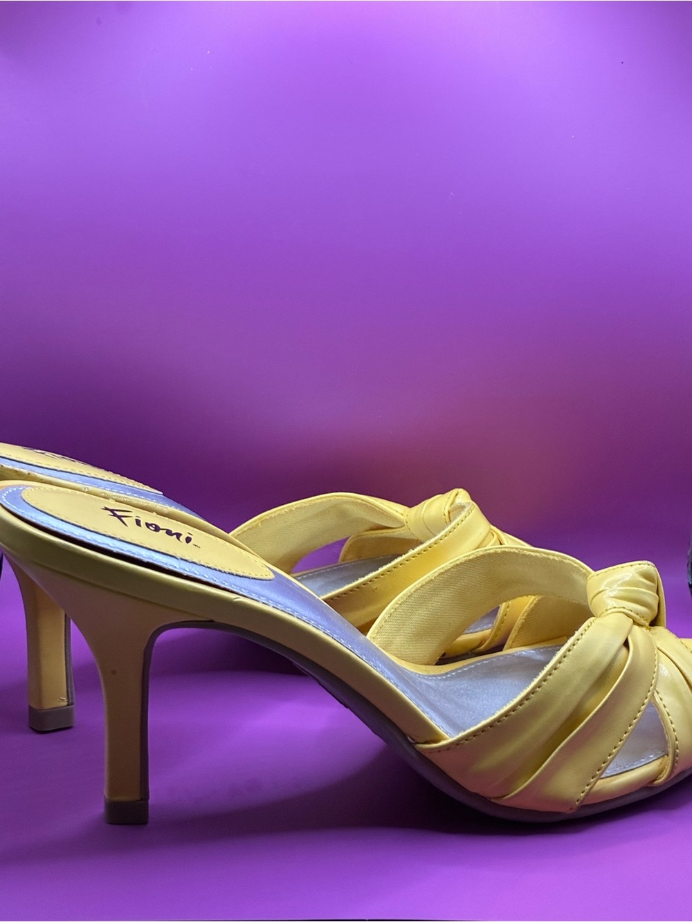 FIONI Clothing Yellow Knot-Front Satin Heeled Sandals
